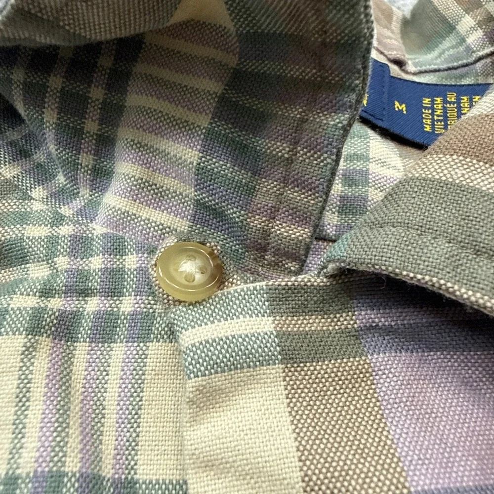 Polo Ralph Lauren shirt men's medium plaid short sleeve loop collar casual